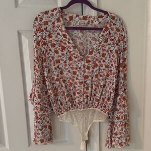 Intimately by Free People V-Neck Bodysuit with Bell Sleeves